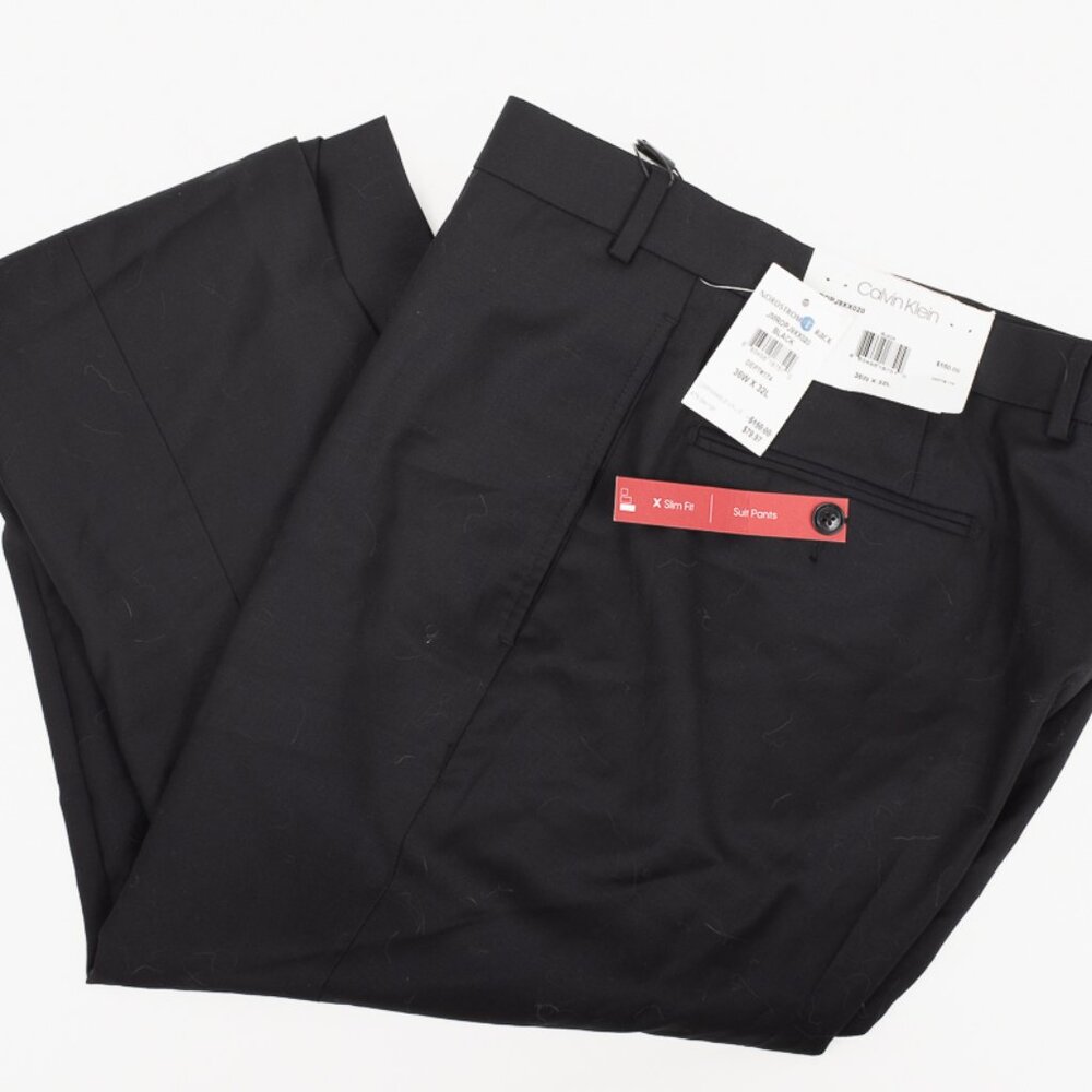 NWT Calvin Klein Men's Slim Fit Dress Pants Black 36x32